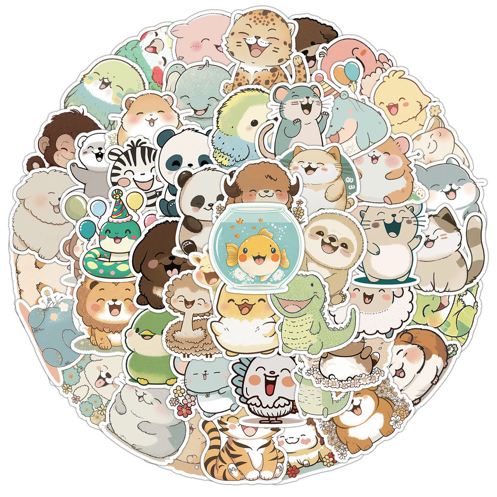 50PCS Happy Smiling Face Small Animal Waterproof Graffiti Stickers for ...
