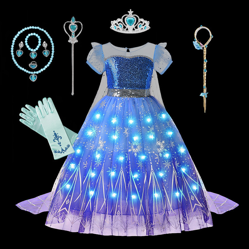 Elsa Princess Dress for Kids Girl Birthday Party Costume Elsa Queen ...