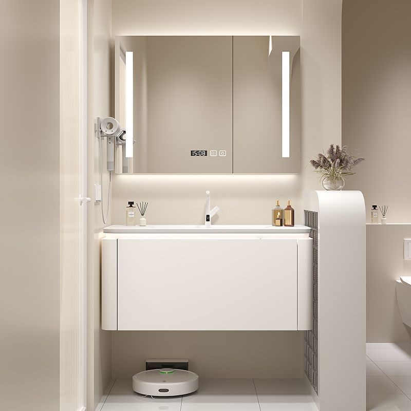 Cream style smart bathroom cabinet simple wash basin combination ...