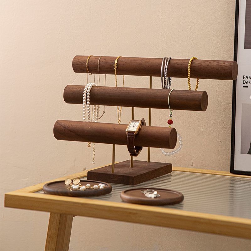 Jewelry Display Stand Walnut Wood Vintage Double Layer Bracelet Stand ...