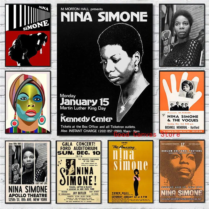 Vintage Jazz Singer Nina Simone Posters Music Band Star Canvas Painting ...