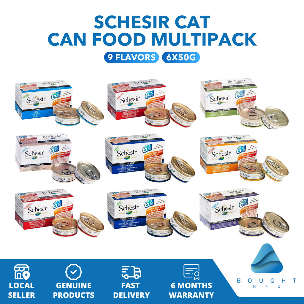 Schesir Cat Can Food Multipack (6x50g) Tuna Beef Chicken Fillets ...