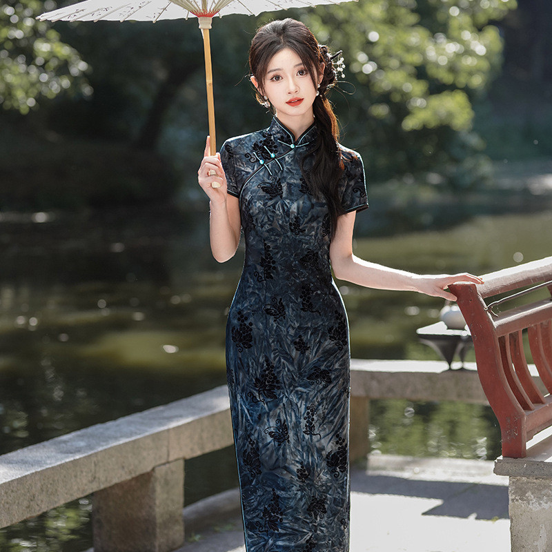 2024 Summer New Women Vintage Cheongsam 4 Colors Long Dresses Female Short  Sleeve Evening Dress Plus Size Elegant Wedding Qipao S2564 | Shopee  Singapore
