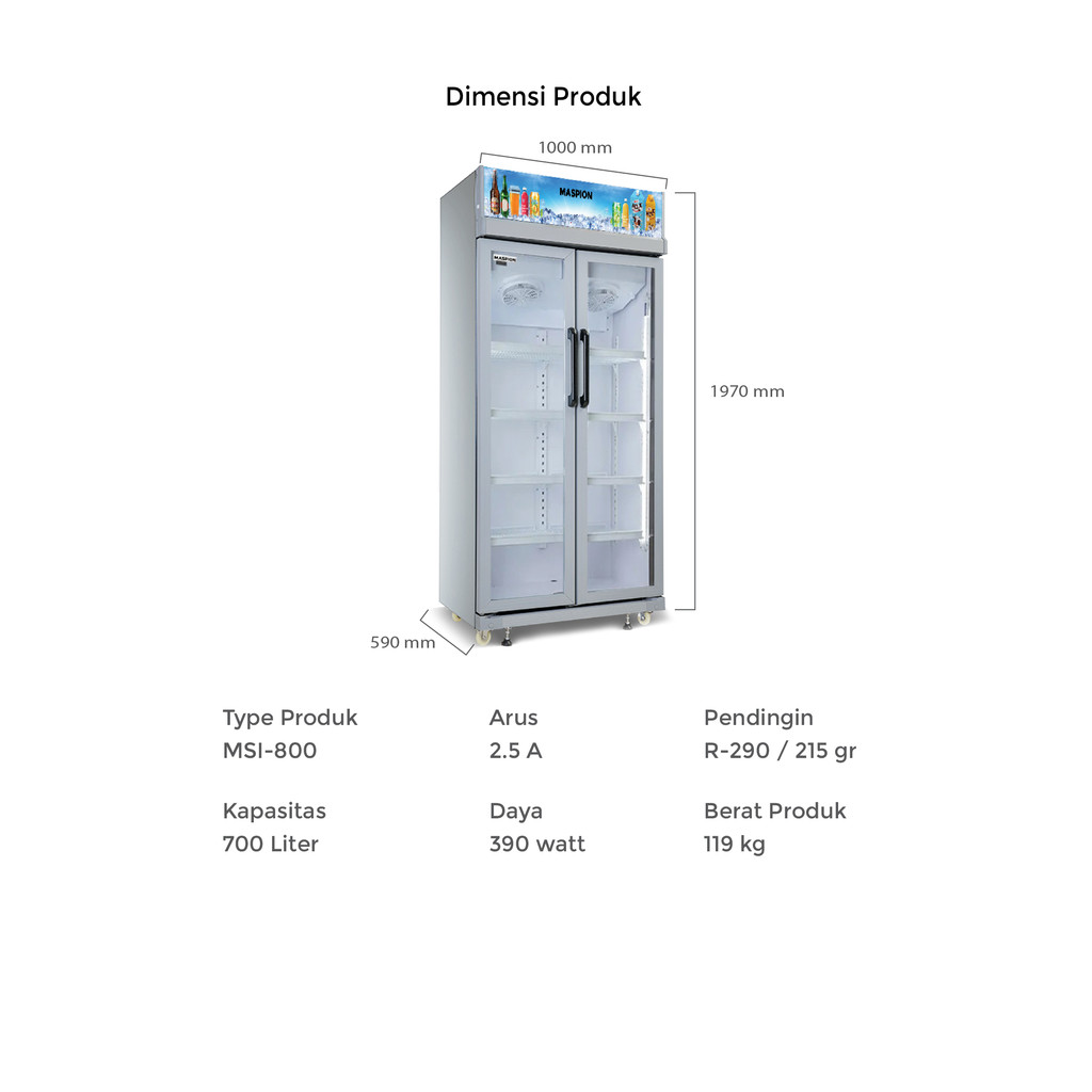 Maspion Lemari Pendingin Showcase 700 Liter MSI-800 - Gambar 2