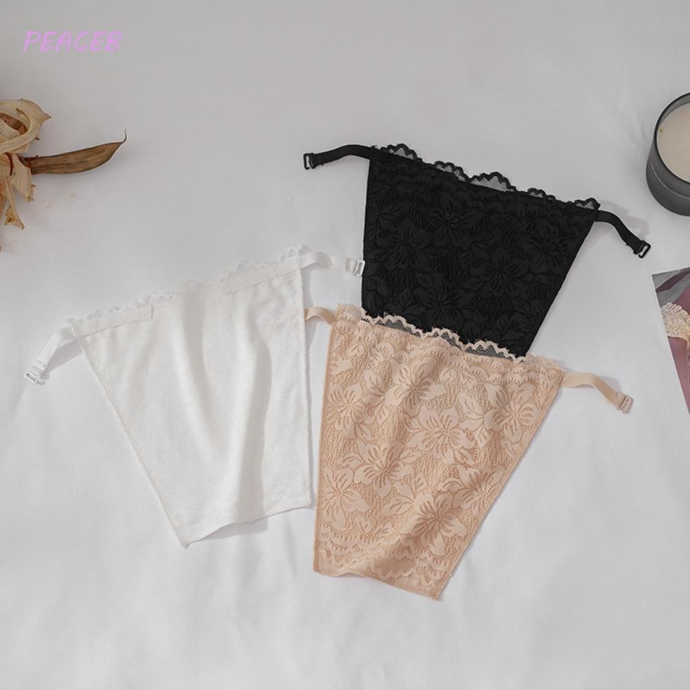 PEACEB Strapless Insert Wrapped Chest, Transparent Mesh Lace Flower ...