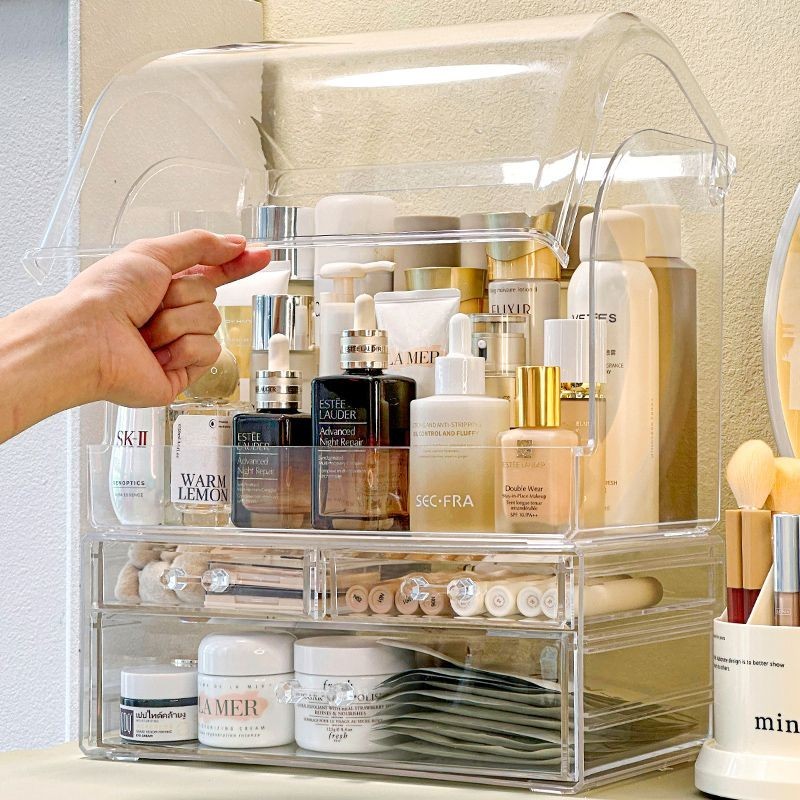 Acrylic Cosmetics Storage Box Dustproof Skin Care Products Storage Rack ...