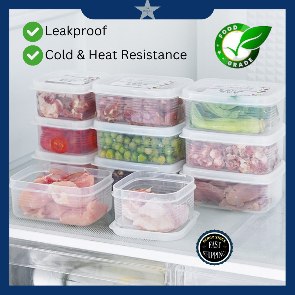 Freezer Fridge Storage Box Airtight Stackable Vegetables Meat Fruits ...