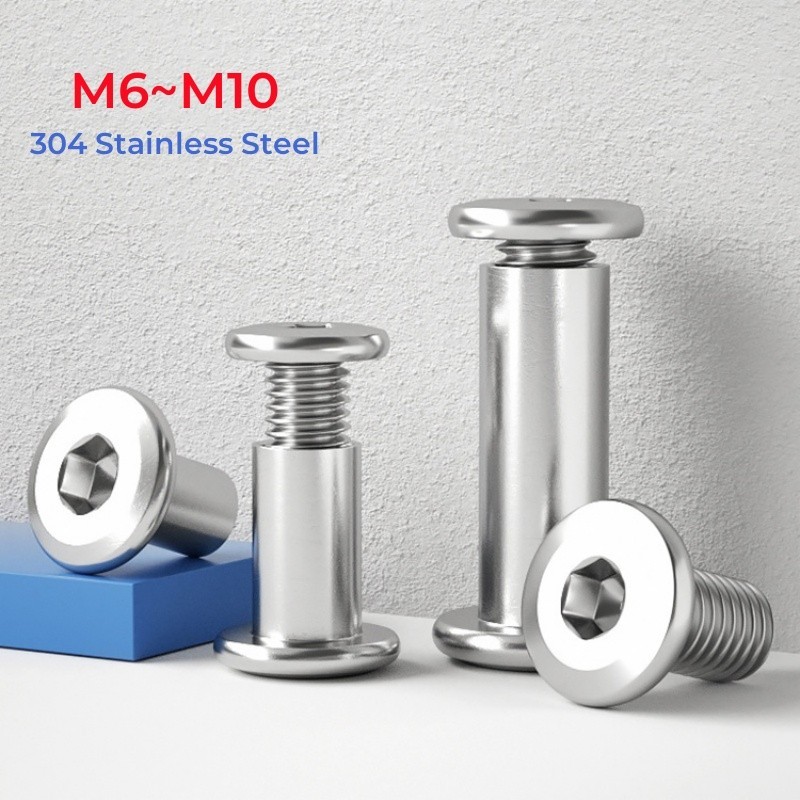 304 Stainless Steel Flat Hex Hexagon Socket Head Screw Furniture Rivet ...
