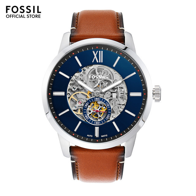Fossil Men s Townsman Analog Watches ME3154 Automatic Silver Case 48 MM Round Dial Brown Leather Band Shopee Singapore