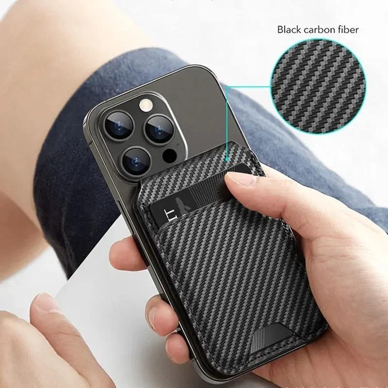 Luxury Leather Cellphone Magsafe Magnetic Card Holder For iPhone 11 12 ...