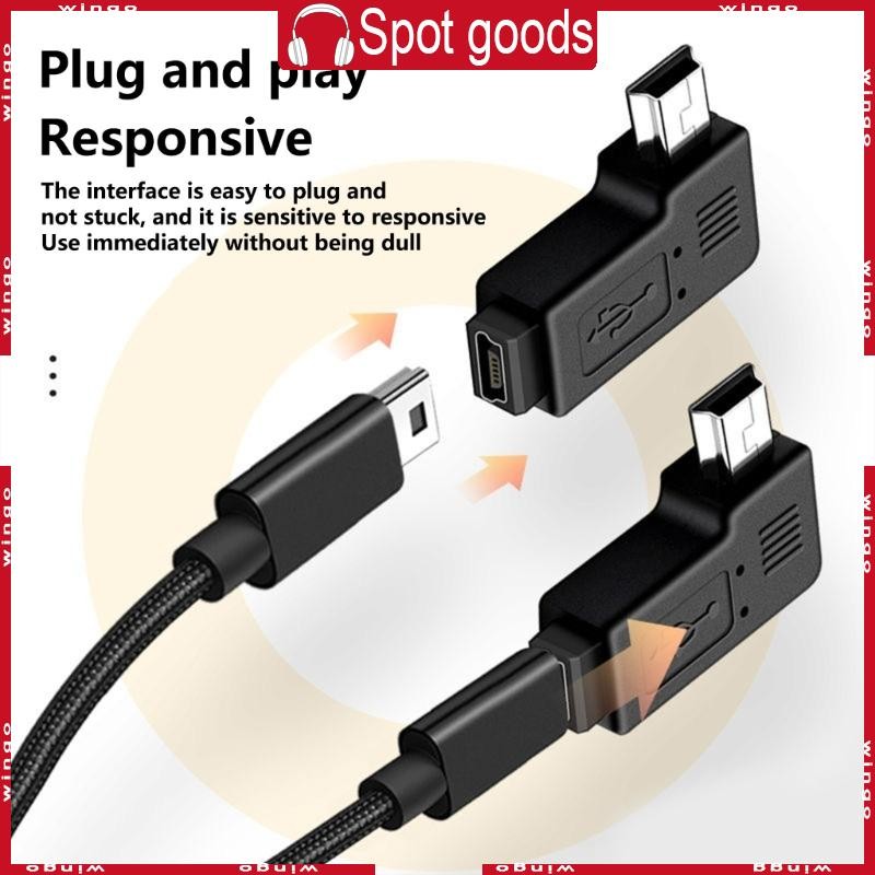 WIN 90 Degree Angled Mini USB 5Pin Extension Adapter for Charging and ...