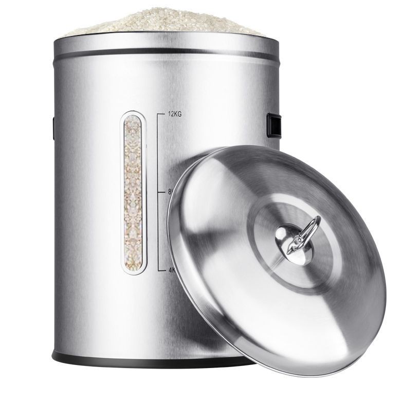 Stainless Steel Rice Bucket Rice Storage Box New Rice Flour Powder ...