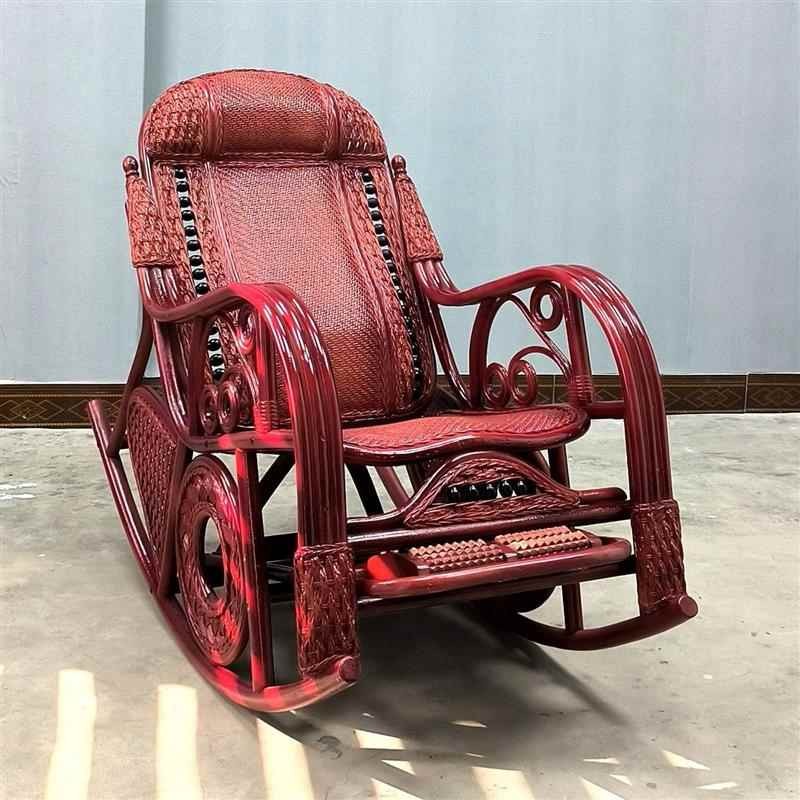 bl Natural Real Rattan Rocking Chair Recliner for Adults Balcony Home ...