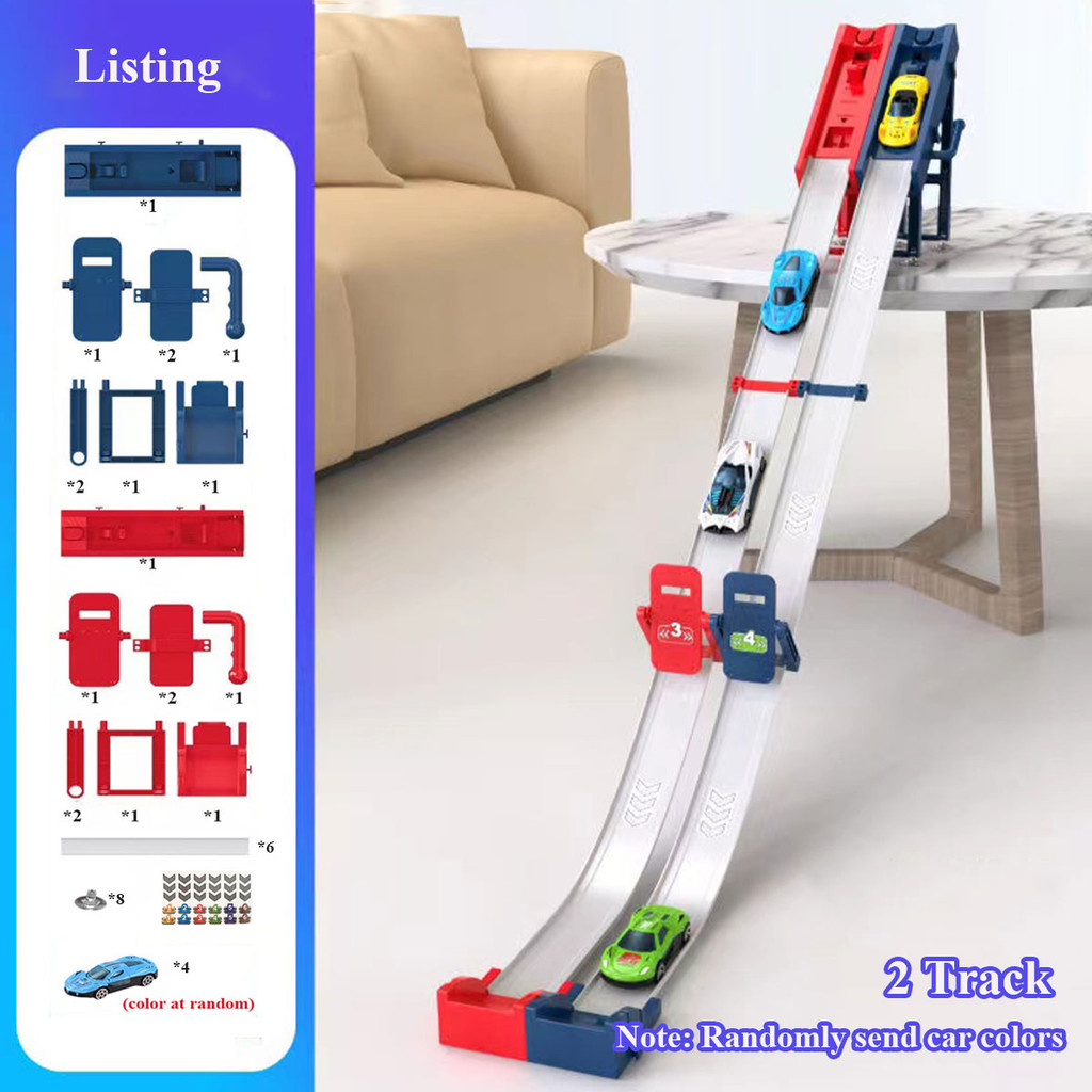 Kid Track Car Racing Set Toy DIY Assembled Track Kits Catapult Rail Car ...