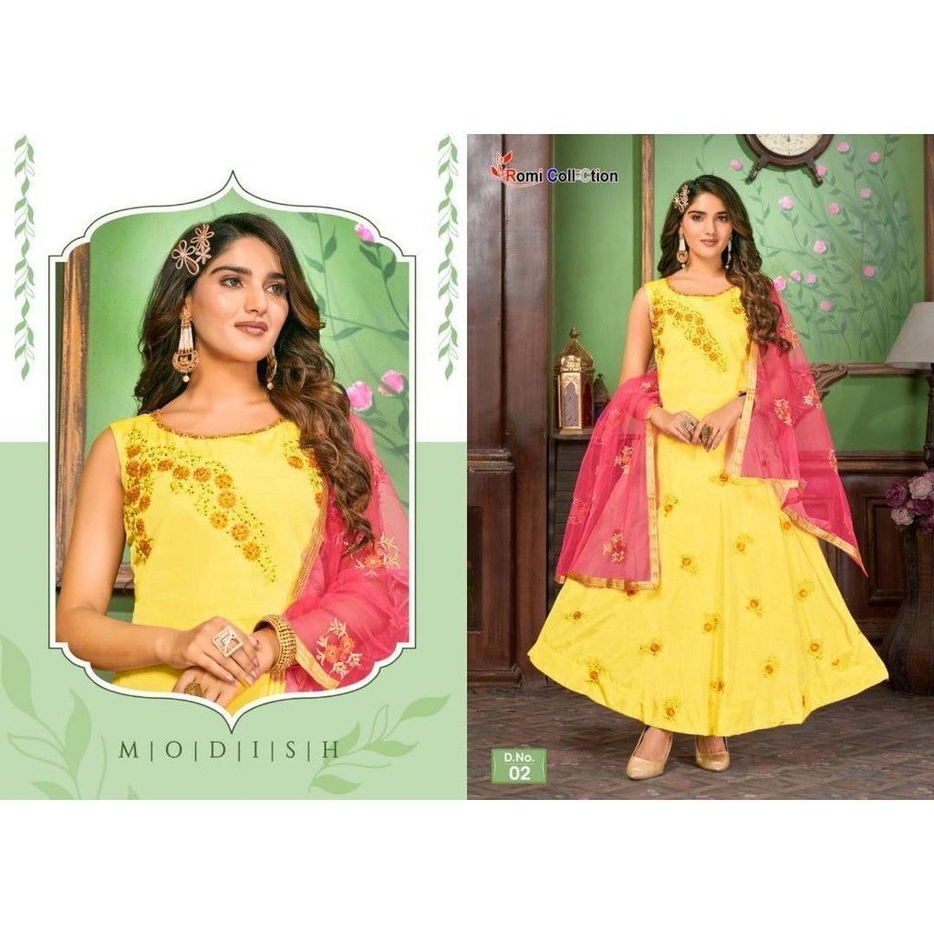 SS STYLISH GRAND ANARKALI PUNJABI SUIT KURTI WITH DUPATTA AND PANTS anarkali Shopee Singapore