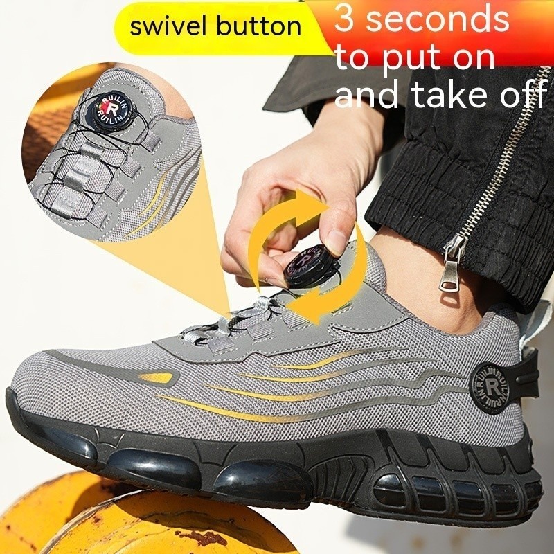 Ready Stock Rotating Button Safety Shoes Steel Toe Protective Shoes ...