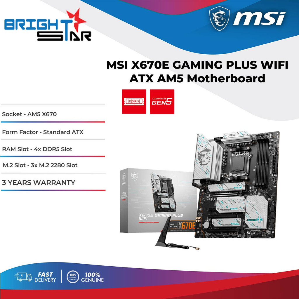 MSI X670E GAMING PLUS WIFI DDR5 AM5 AMD ATX Motherboard Shopee Singapore