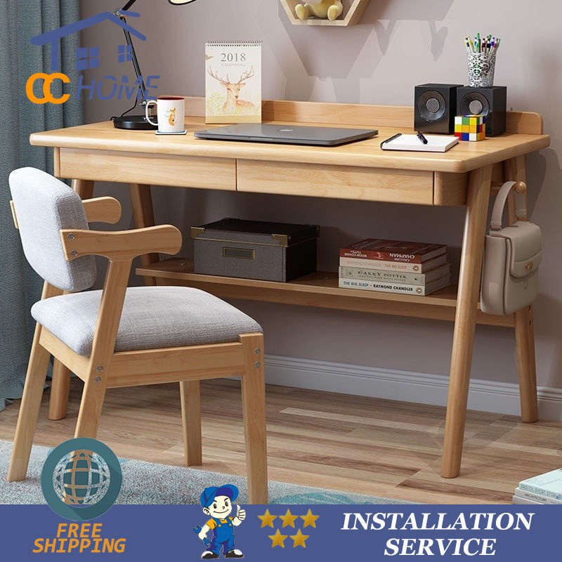 CCLL Study Table Scandinavian All Solid Wood Bedroom Office Table 80 ...