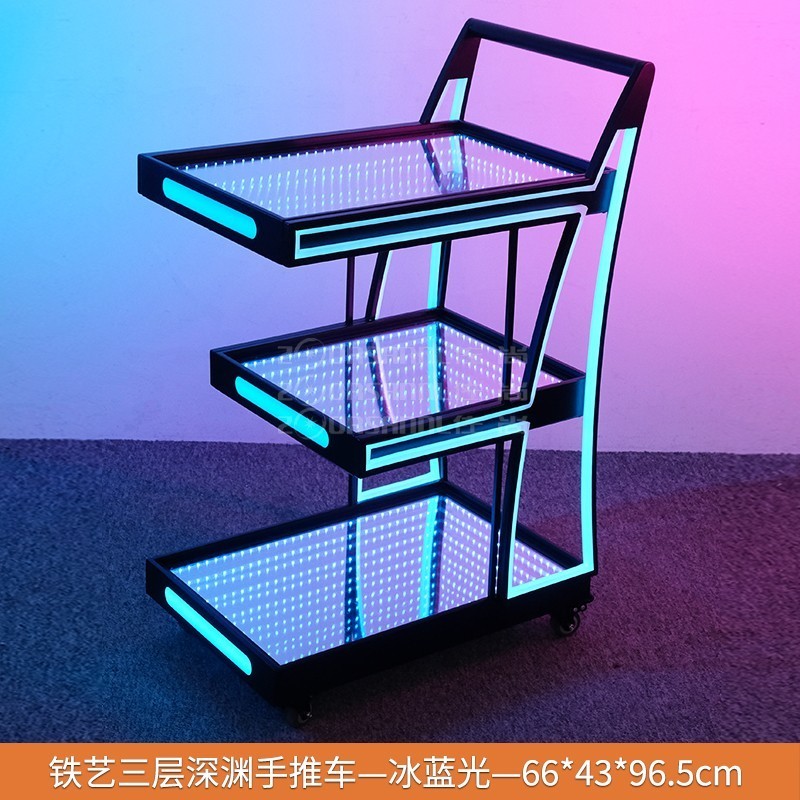 Bar Glowing Trolley KTV Nightclub Beverage Cart Mobile Three-Tier ...