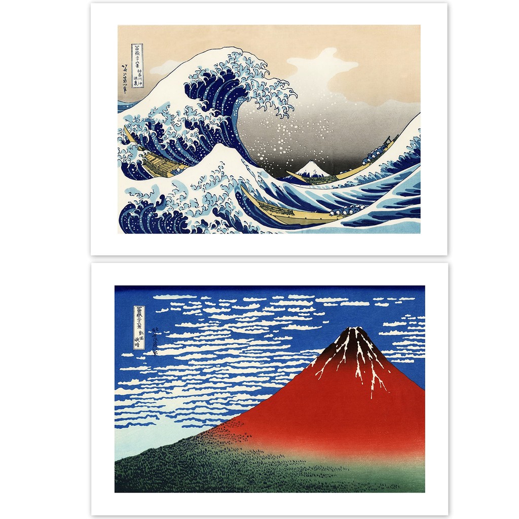 Poster giapponese Ukiyo-e Red Fuji Art Print - Katsushika Hokusai Gaifu Kaisei A3