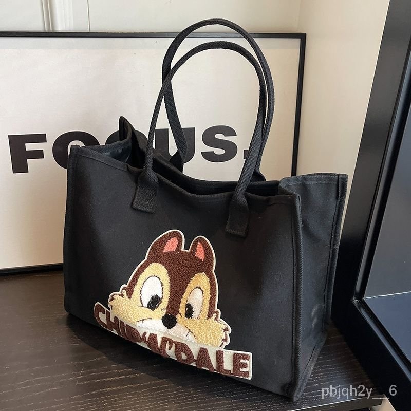 TikTok Dannybear Retro Large Capacity Canvas Bag Women s New Trendy Chip N Dale Handbag Commuter Shoulder Tote Bag Tr Shopee Singapore
