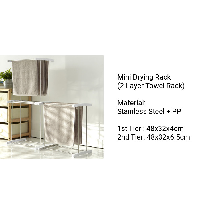 Clothes Drying Rack | 2 Tier Stainless Steel Small Towel Hanger Home ...
