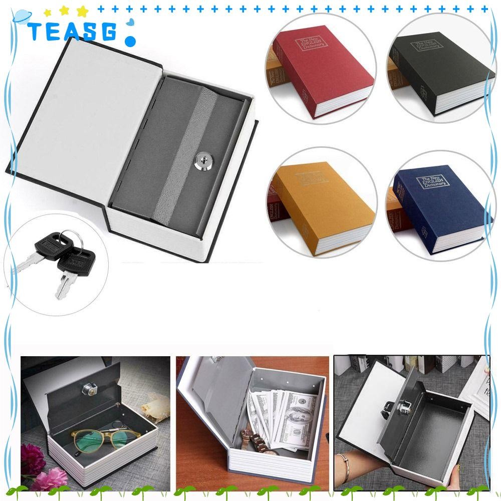 TEASG Metal Box Home Key Box With Lock Secret Stash Booksafe Change ...