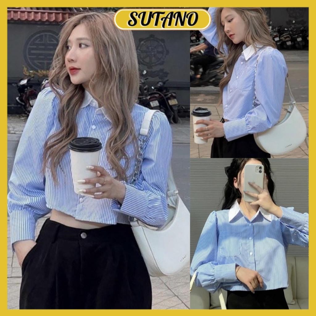 Hottrend 2024 youthful plaid crop top shirt with white collar and ...