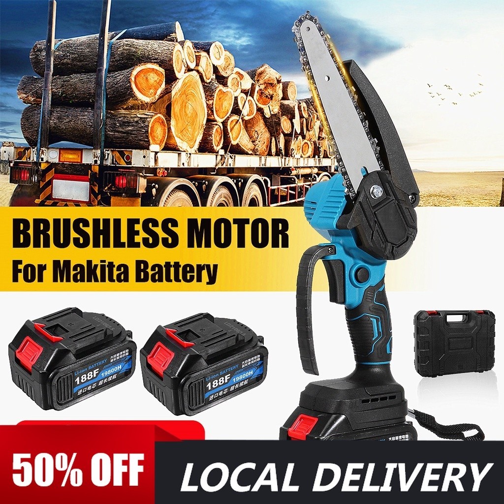 21V 6 Inches Mini Electric Chain Saw Cordless Woodworking Pruning ...