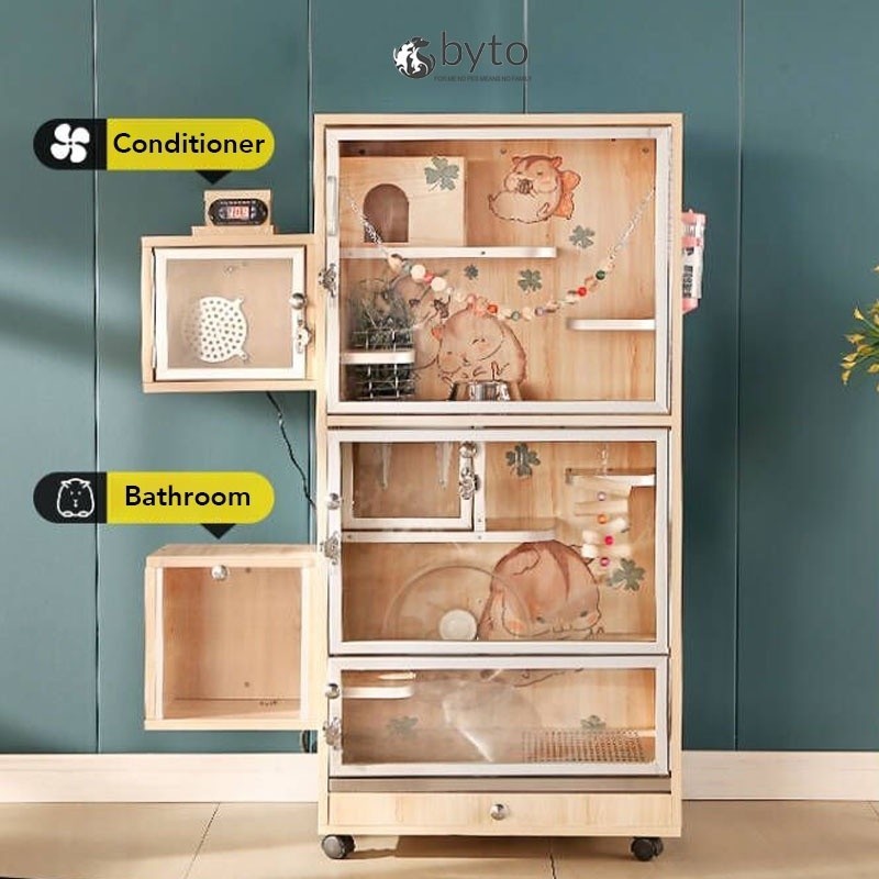 Picture Idea: Chinchilla Cage Solid Wood Hamster Cage With Air Conditioning Hamster