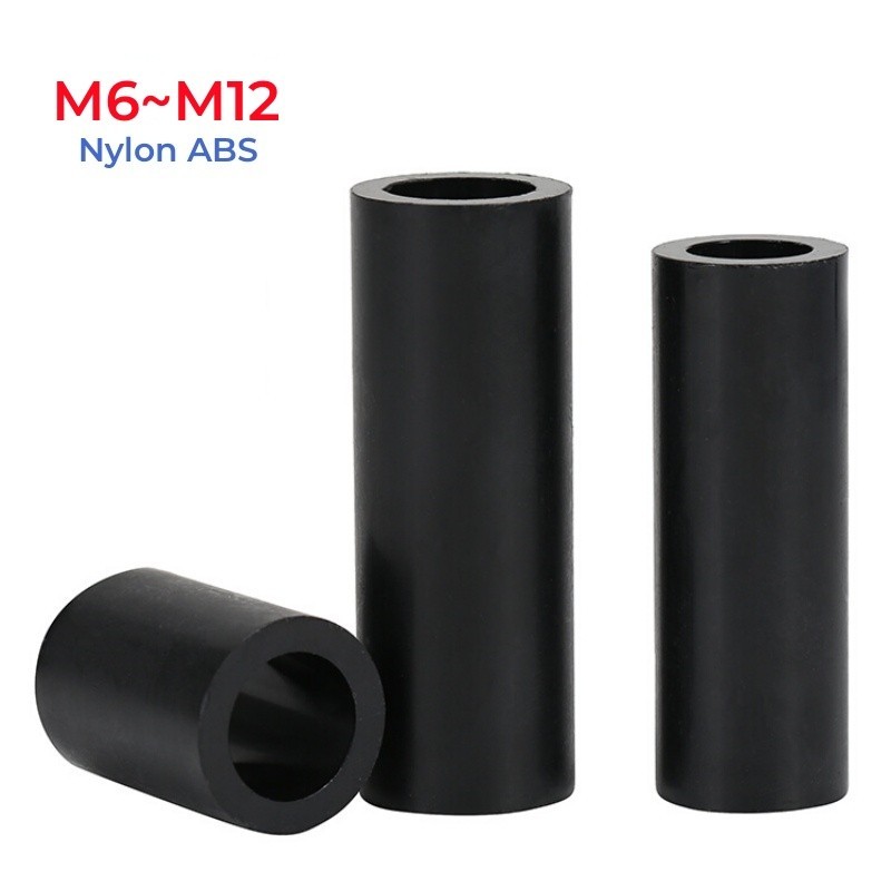 Black Nylon ABS Round Hollow Standoff Non-Threaded Hollowed Spacer M6 ...