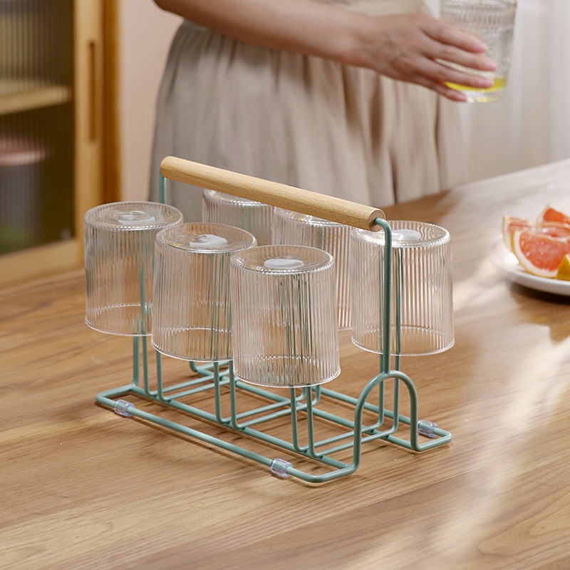 Cups Drying Rack Stand Glasses Rack Wooden Handle Cups Coffee Mug ...