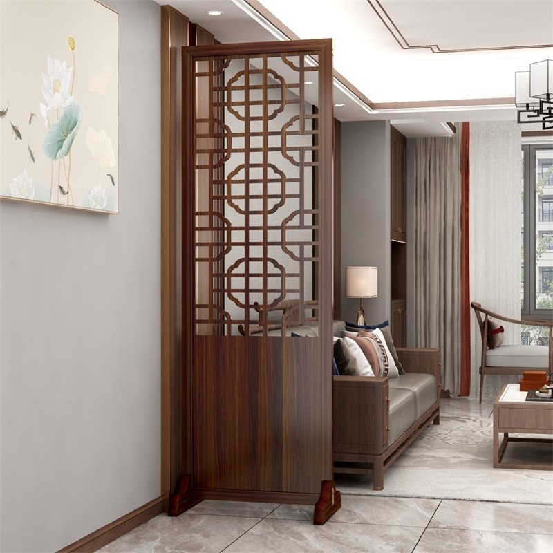 Folding Screen Partition for Living Room, New Chinese Style, Solid Wood ...