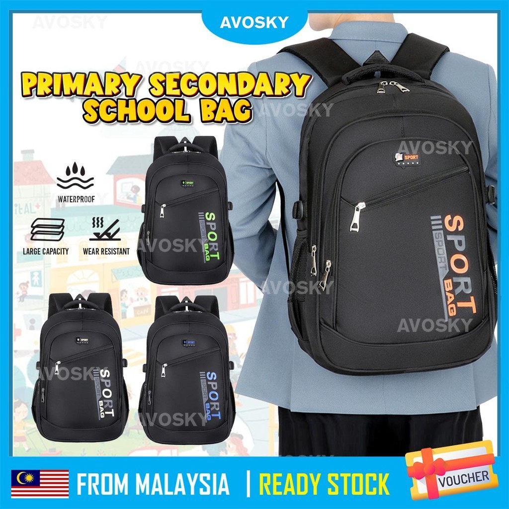 AVOSKY Big Capacity School Bag Backpack Primary Secondary Student
