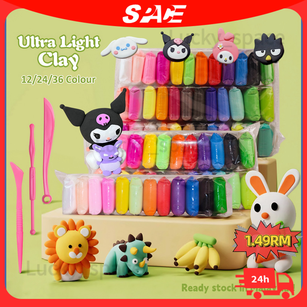 12/24/36 Colors Super Light Clay Set With Tools For Kids School Season ...