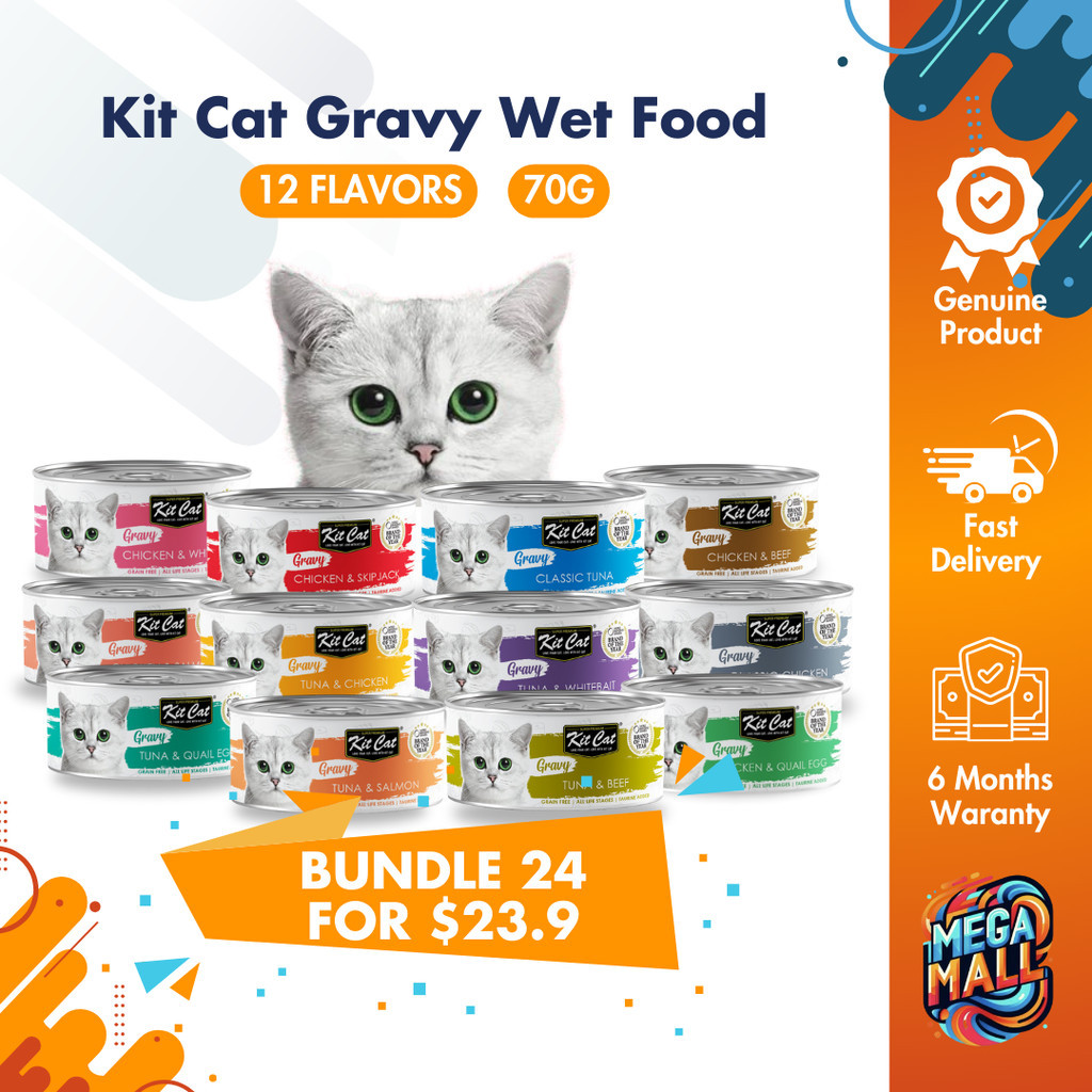 [Bundle of 24] Kit Cat Gravy Wet Food 70g - Premium Cat Nutrition ...