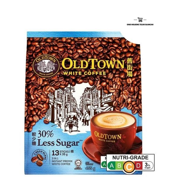 Old Town 3 in 1 Instant White Coffee - Less Sugar (13 x 35g) | Shopee ...