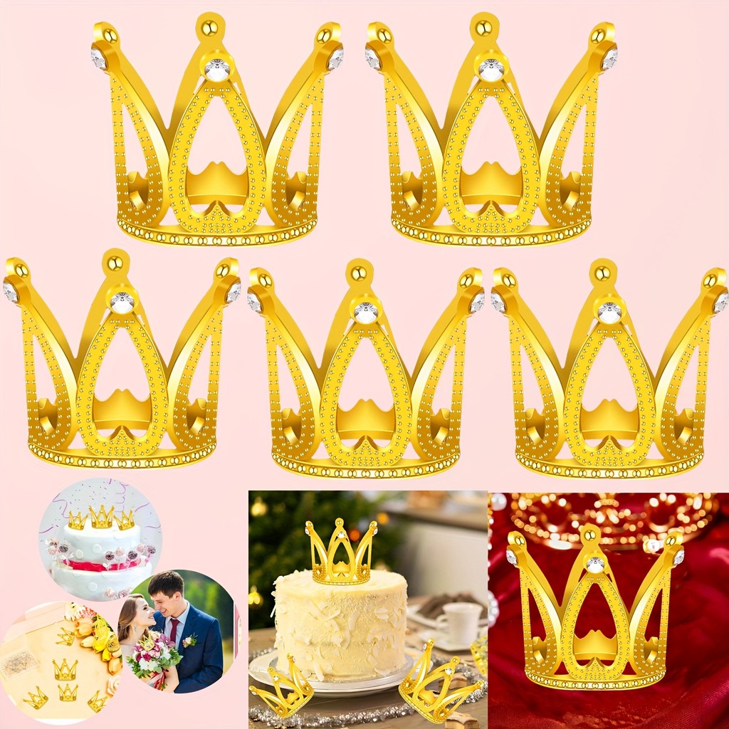 5Pcs Mini Crowns for Flower Bouquets Mini Crown Cake Topper Small ...