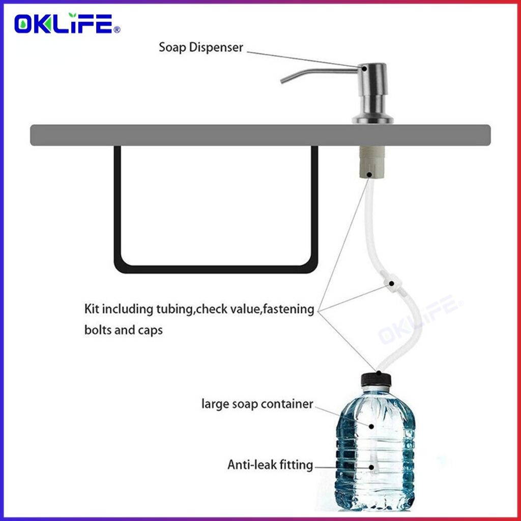 SUS304 Stainless Steel Liquid Soap Dispenser Bracket Extension Tube Kit Kitchen Sink Washer Dispenser view 2