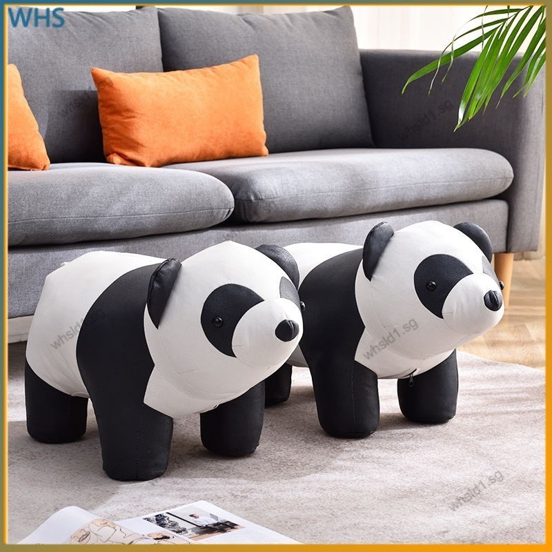Solid wood stool panda cartoon sitting stool household living room ...