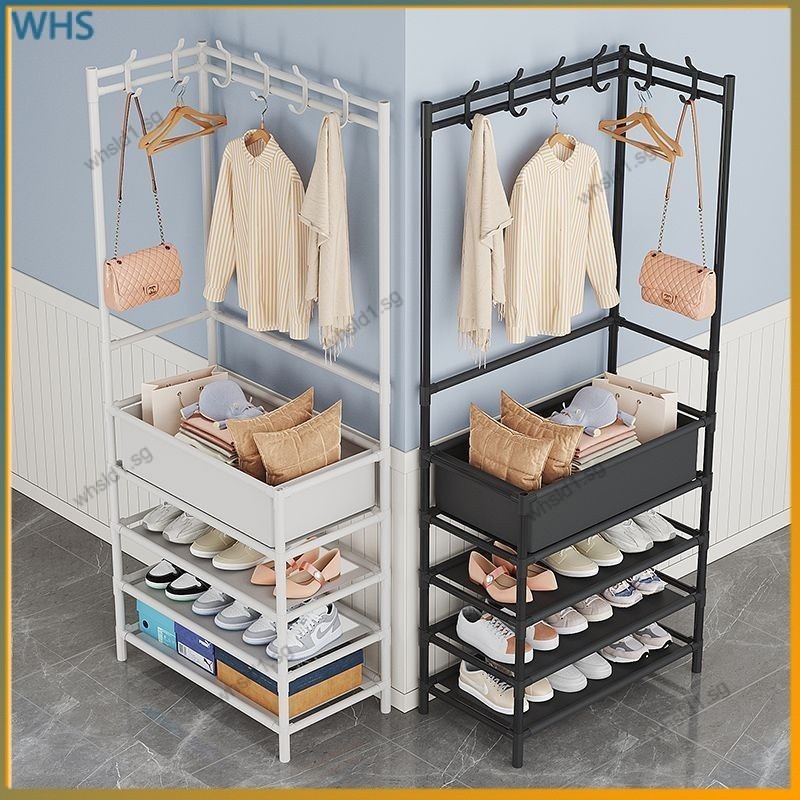 Clothes rack floor coat rack shoe rack all-in-one corner home bedroom ...