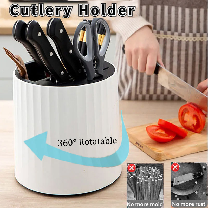 360 Rotating Cutlery Holder Multifuntion Chopstick Holder Spoon Fork ...