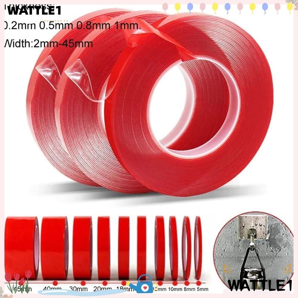 WTTLE 3Meters/Roll Double Sided Tape, PET Red Film Strong Self Adhesive ...