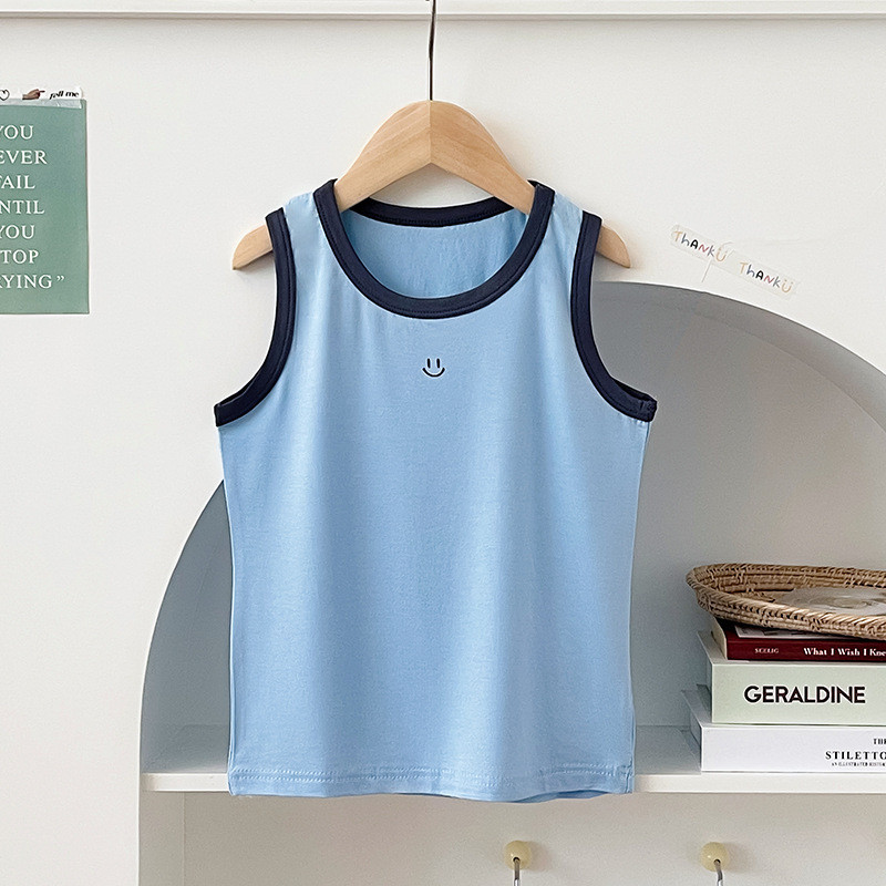 2 12 Years Kids Clothes Vests for Boys Girls Children Summer New Fashion Color Patched Quality Modal Outdoor Fit
