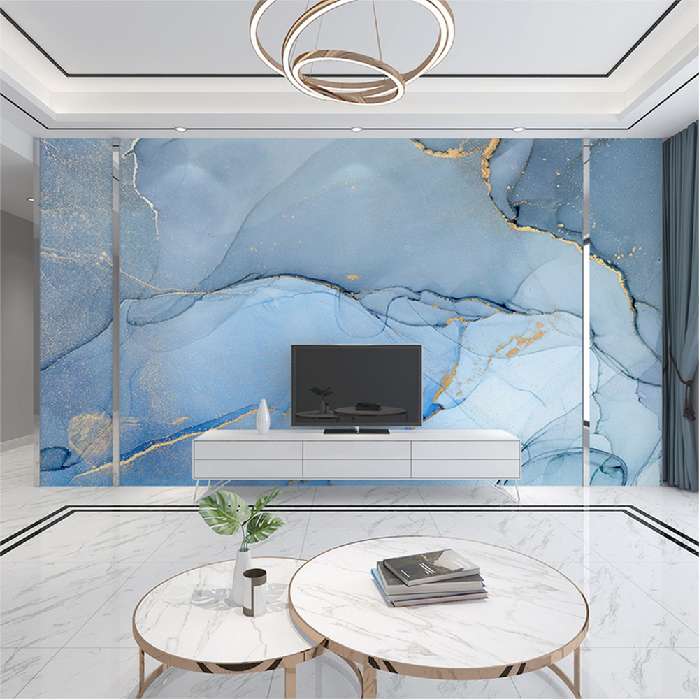 Custom wallpaper mural Abstract Blue Marble for Bedroom Living Room ...