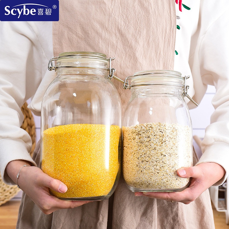 Xibi Moisture-Proof Rice Container Kitchen Sealed Rice Bucket Glass ...