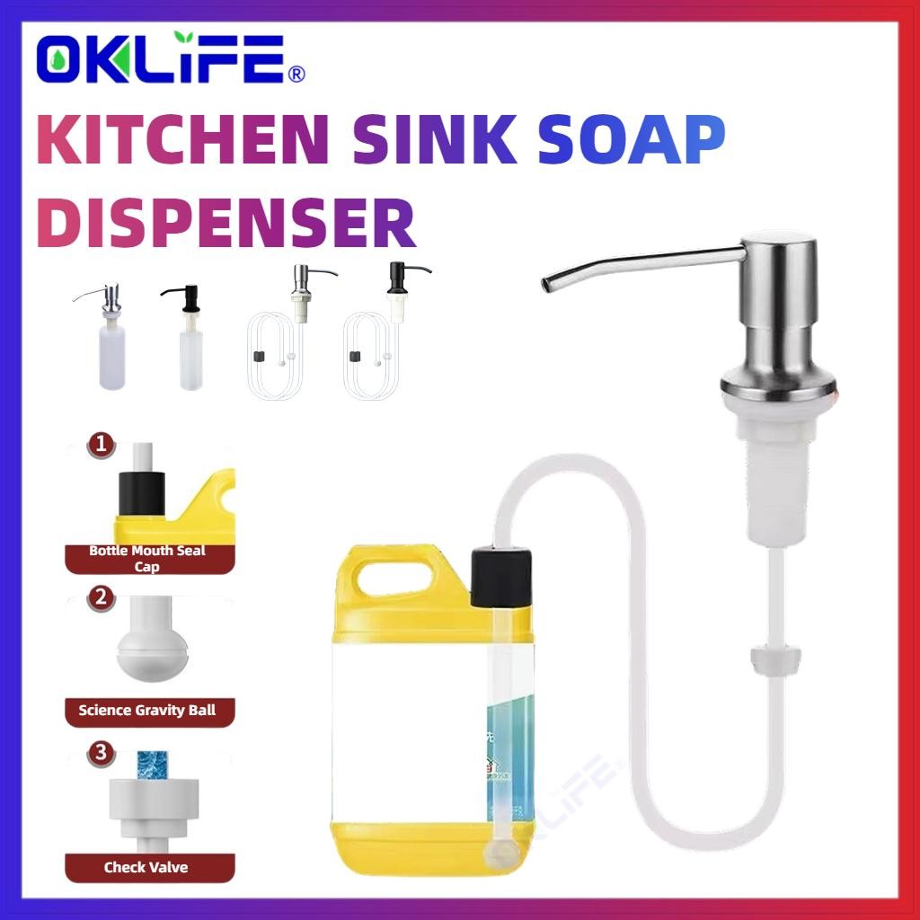 SUS304 Stainless Steel Liquid Soap Dispenser Bracket Extension Tube Kit Kitchen Sink Washer Dispenser