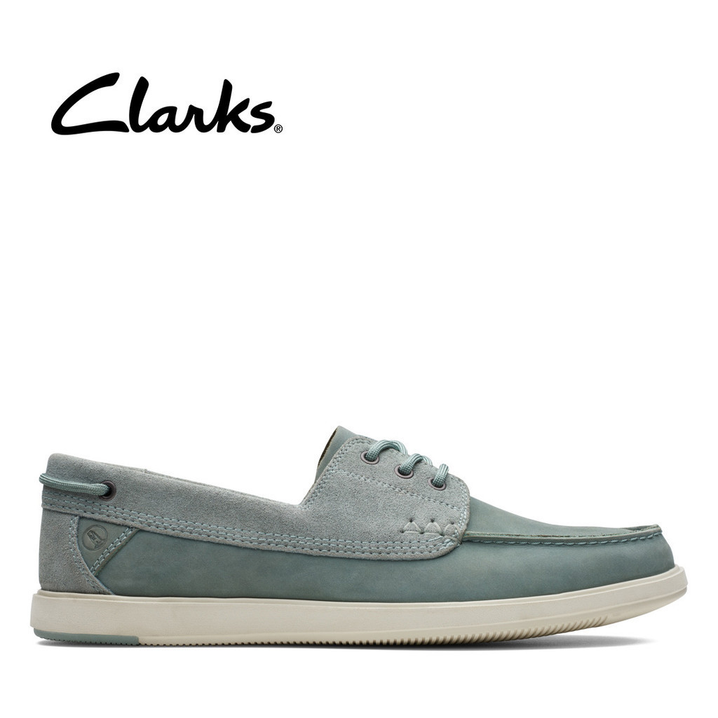 Clarks Mens Bratton Boat Shoes Aqua Nubuck Shopee Singapore