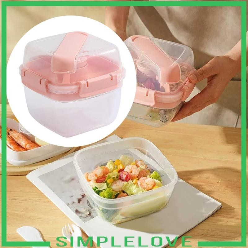 [Simple] Lunch Box Bento Container Double Layer Multi Compartments Food ...