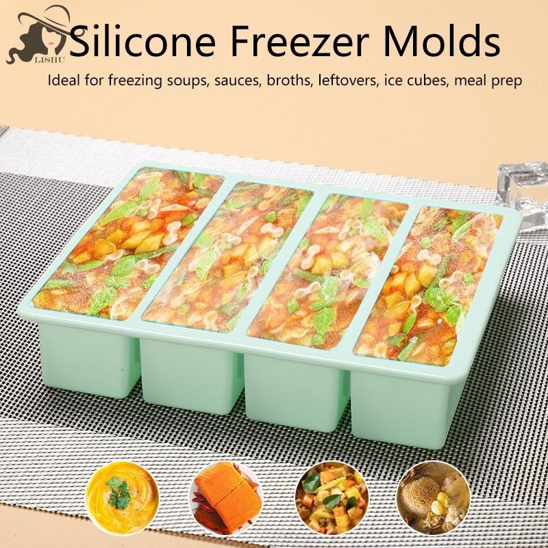 LISHU Giant Storage For Food Meal Sauce With Lid Silicone Freezer Trays ...